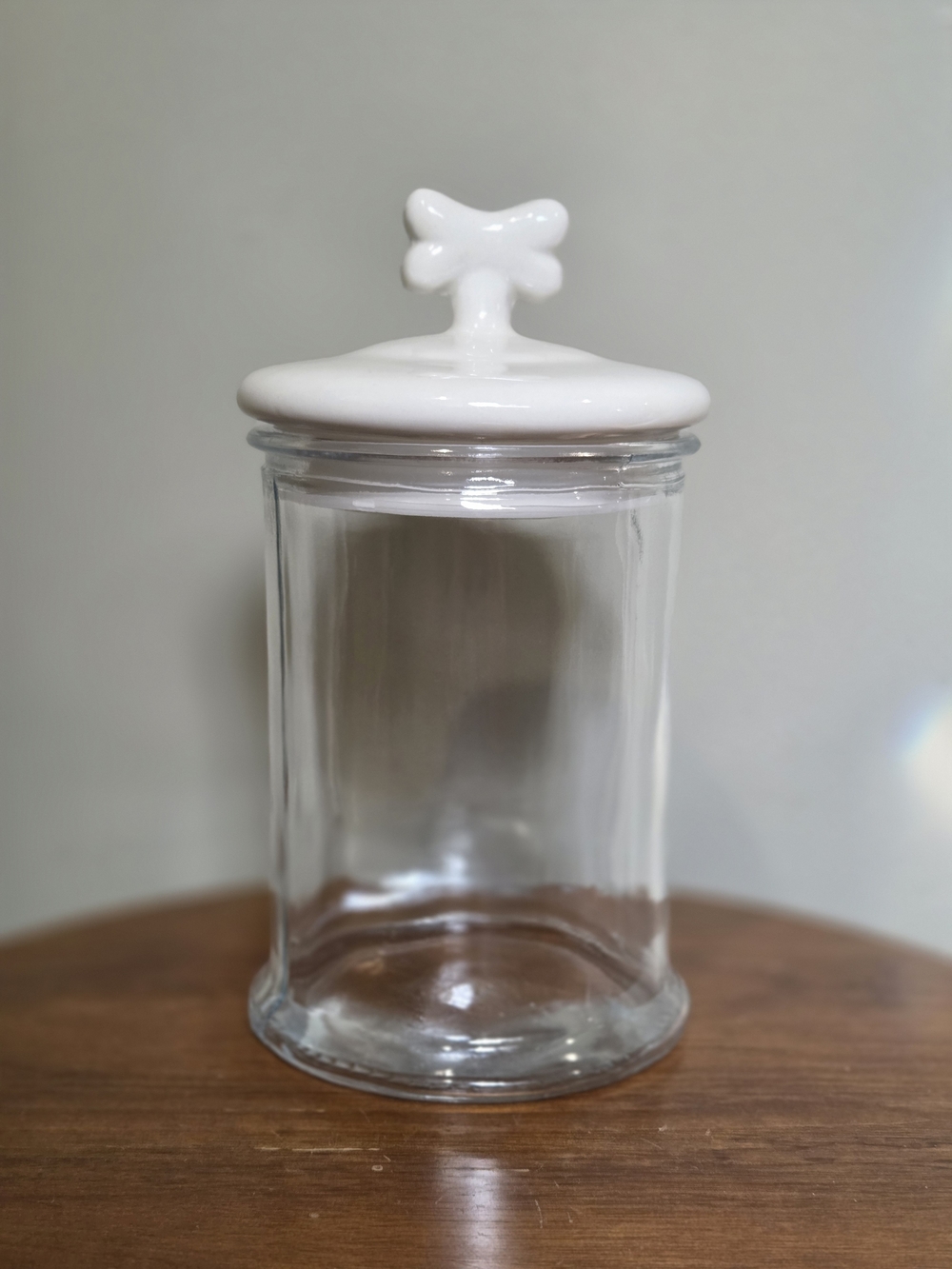 Clear Glass Storage Jar with White Ceramic Bone Lid